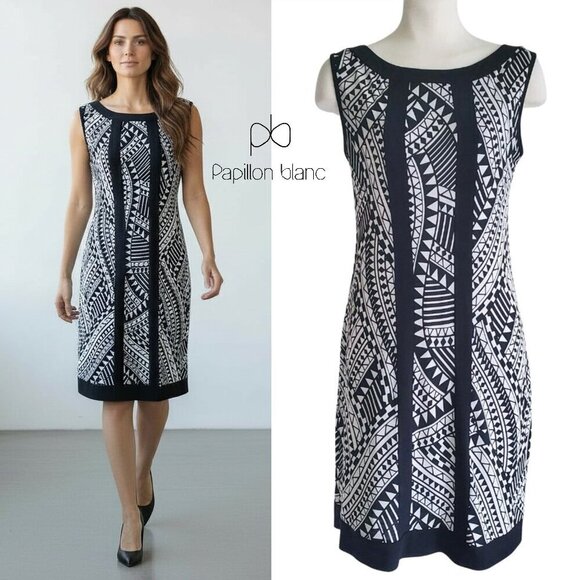 Papillon Blanc Dresses & Skirts - 60s Mod Print Retro Nina Ricci Style Sleeveless Dress Black & White Shift Dress